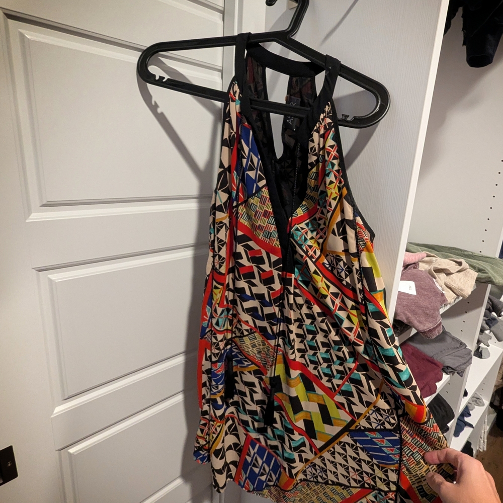 ASTR Multicolor Geometric Halter dress